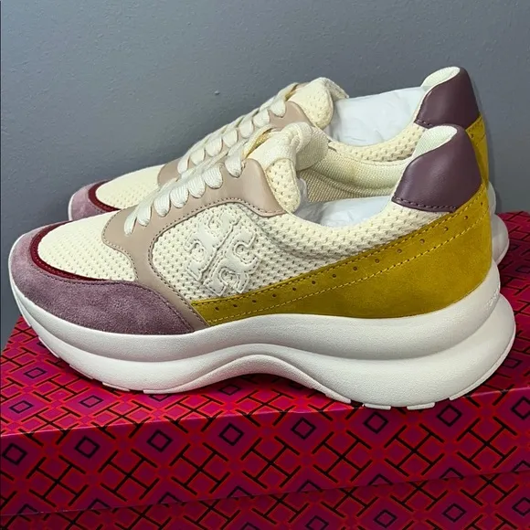 TORY BURCH Women's kick trainer chevrons mesh clr-new ivory-cipria-lino ord(A20)