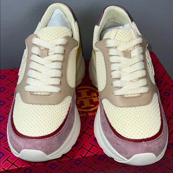 TORY BURCH Women's kick trainer chevrons mesh clr-new ivory-cipria-lino ord(A20)
