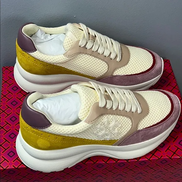 TORY BURCH Women's kick trainer chevrons mesh clr-new ivory-cipria-lino ord(A20)