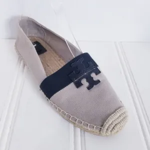 Tory Burch Womens Size 8 Westin Tan Black Khaki Canvas Slip On Flat Shoes