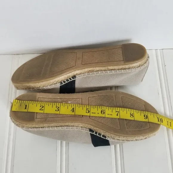 Tory Burch Womens Size 8 Westin Tan Black Khaki Canvas Slip On Flat Shoes