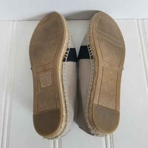 Tory Burch Womens Size 8 Westin Tan Black Khaki Canvas Slip On Flat Shoes