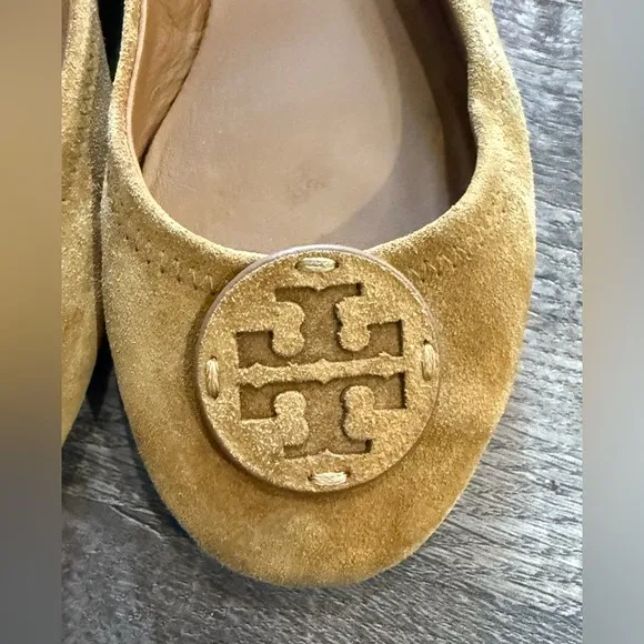Tory Burch Women's Tan Suede Ballet Flats