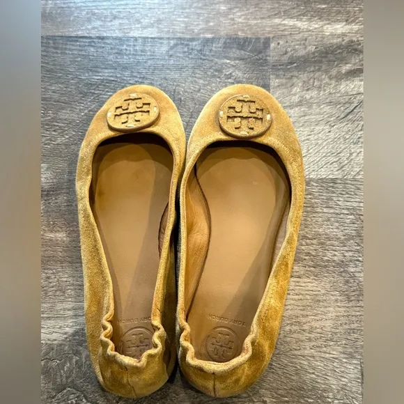 Tory Burch Women's Tan Suede Ballet Flats