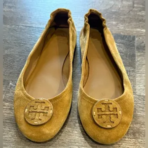 Tory Burch Women's Tan Suede Ballet Flats