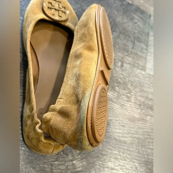 Tory Burch Women's Tan Suede Ballet Flats