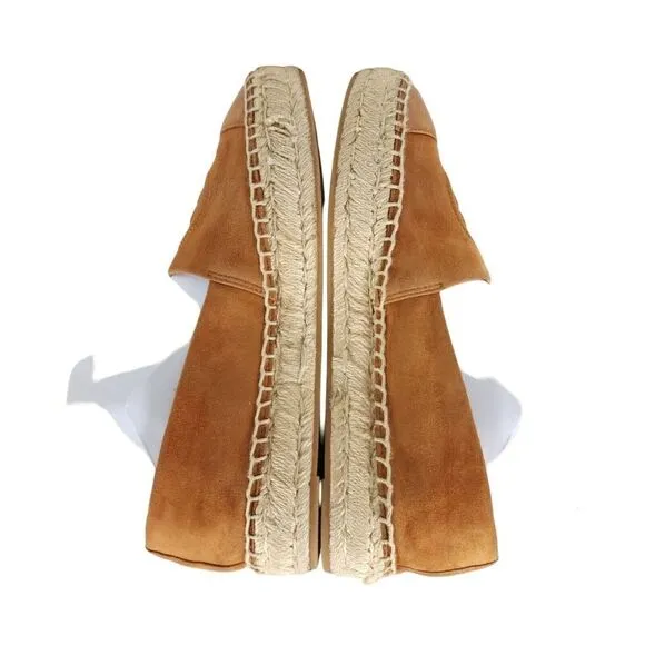 Tory Burch Women's US 7,5M Brown Leather Suede Flats Slip-On Espadrilles Shoes