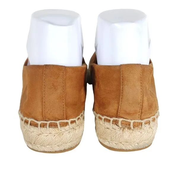 Tory Burch Women's US 7,5M Brown Leather Suede Flats Slip-On Espadrilles Shoes