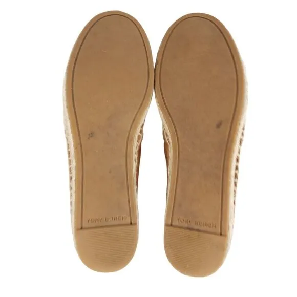 Tory Burch Women's US 7,5M Brown Leather Suede Flats Slip-On Espadrilles Shoes