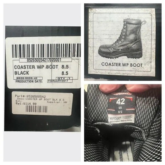 Tourmaster Coaster WP Mens Road Boots Black Sz 8.5 NIB