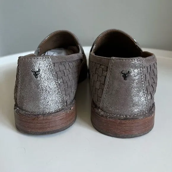 Trask Amanda Woven Loafer In Pewter Suede Size 8M