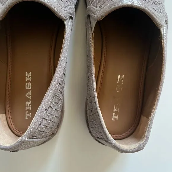 Trask Amanda Woven Loafer In Pewter Suede Size 8M