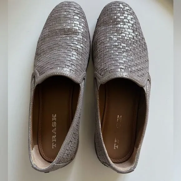 Trask Amanda Woven Loafer In Pewter Suede Size 8M