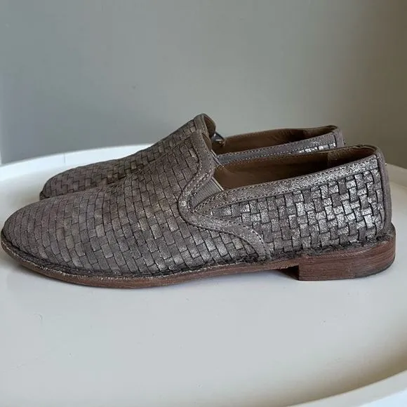 Trask Amanda Woven Loafer In Pewter Suede Size 8M