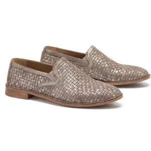 Trask Amanda Woven Loafer In Pewter Suede Size 8M