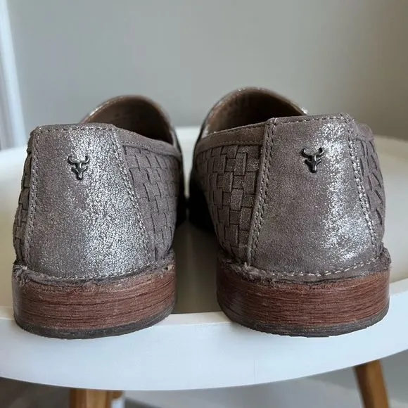 Trask Amanda Woven Loafer In Pewter Suede Size 8M