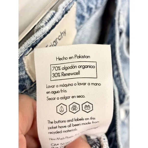 Triarchy Cotton Blend High Waisted Denim Straight Jeans Blue Women's Size 24