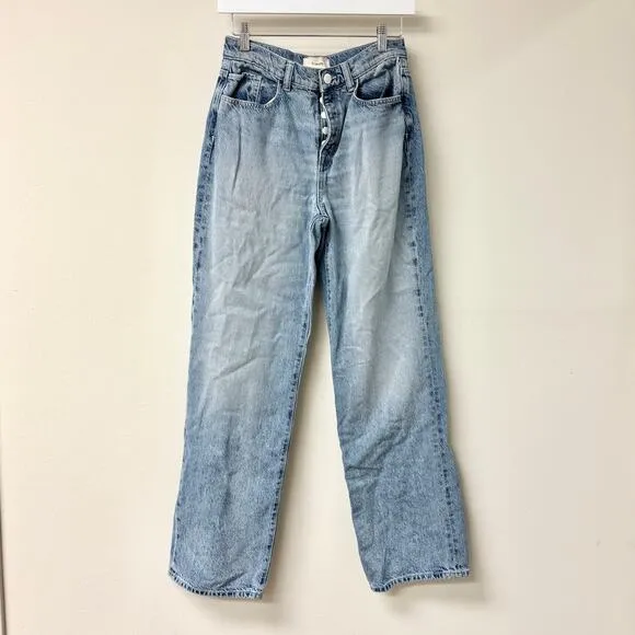 Triarchy Cotton Blend High Waisted Denim Straight Jeans Blue Women's Size 24