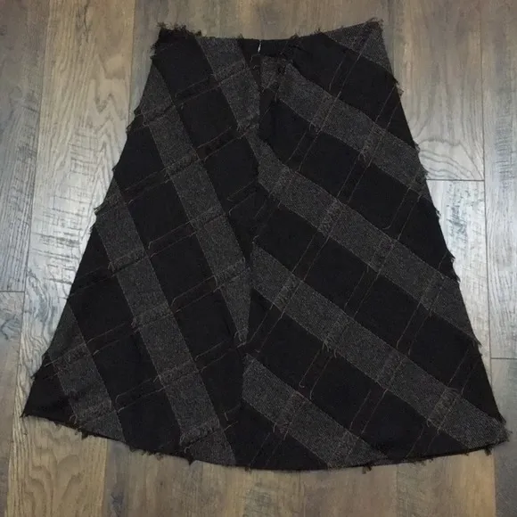 Tribal fringe western plaid skirt