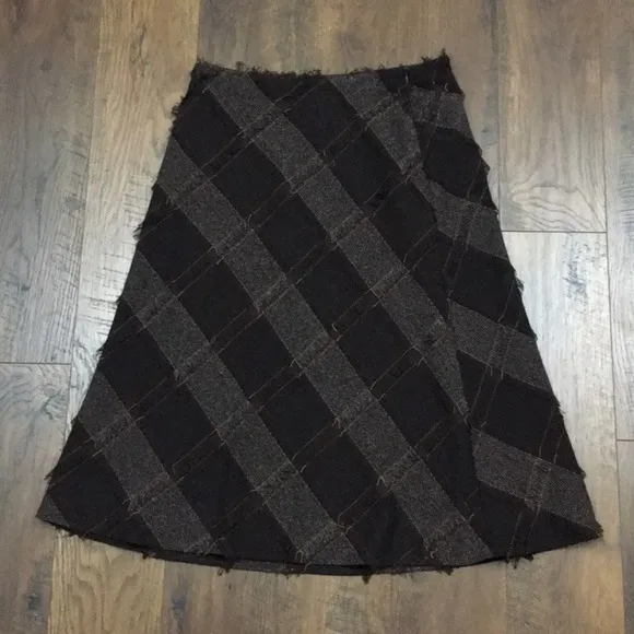 Tribal fringe western plaid skirt