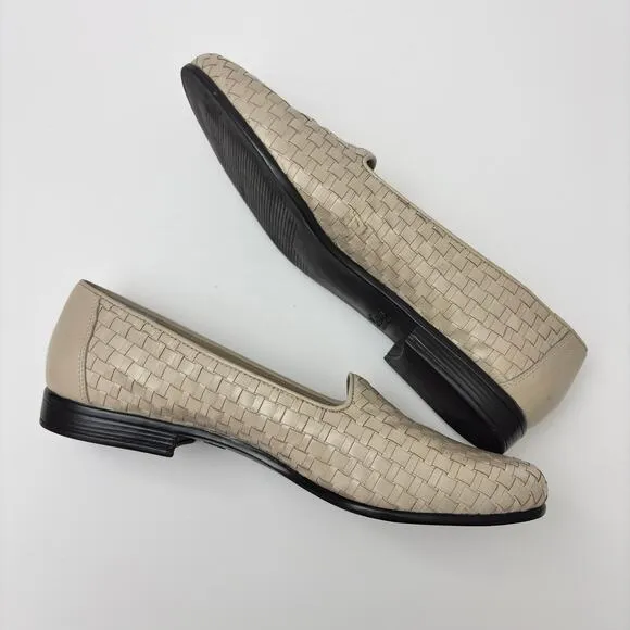 Trotters Bone Cream Woven Slip On Flat Loafers Women's Size 10.5