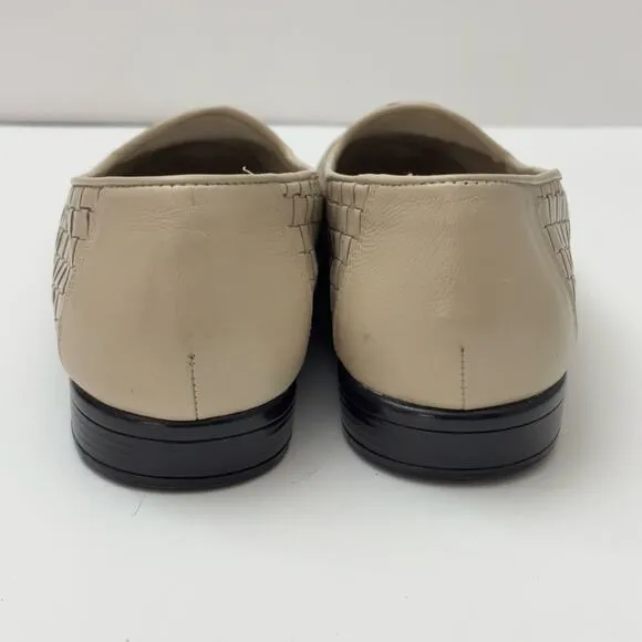 Trotters Bone Cream Woven Slip On Flat Loafers Women's Size 10.5