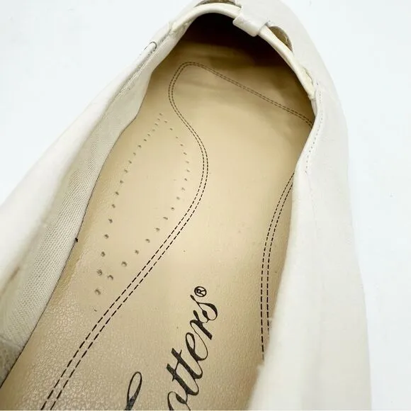 Trotters Womens Pearlized Ivory Leather Slip On Dress Shoe Flats Almond Toe 7 W