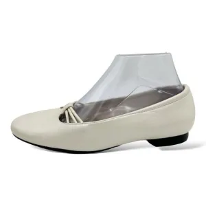 Trotters Womens Pearlized Ivory Leather Slip On Dress Shoe Flats Almond Toe 7 W