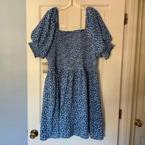 Tuckernuck Hyacinth House Blue Ditsy Floral Pai Mini Dress Size XXL 2XL NWT