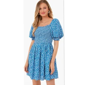Tuckernuck Hyacinth House Blue Ditsy Floral Pai Mini Dress Size XXL 2XL NWT