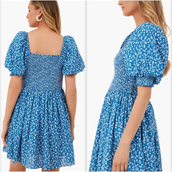 Tuckernuck Hyacinth House Blue Ditsy Floral Pai Mini Dress Size XXL 2XL NWT
