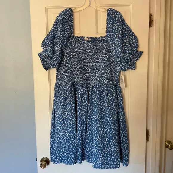 Tuckernuck Hyacinth House Blue Ditsy Floral Pai Mini Dress Size XXL 2XL NWT