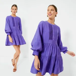Tuckernuck Hyacinth House | NEW Purple Amie Blouson Sleeve Mini Dress Size XXL