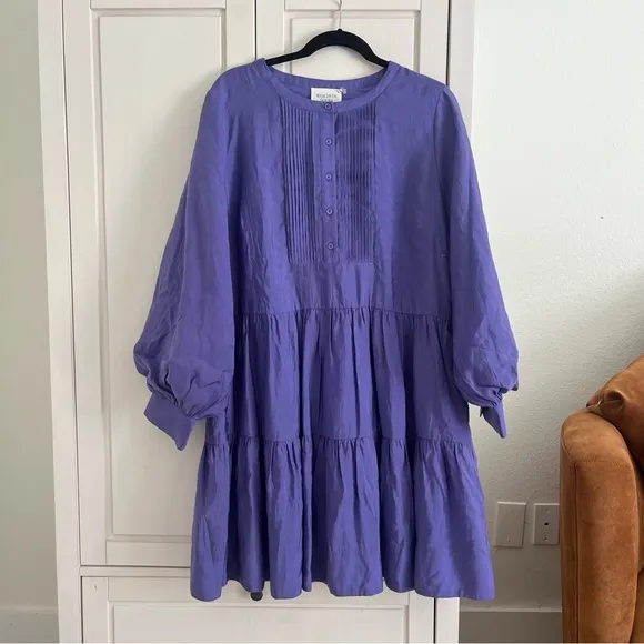 Tuckernuck Hyacinth House | NEW Purple Amie Blouson Sleeve Mini Dress Size XXL
