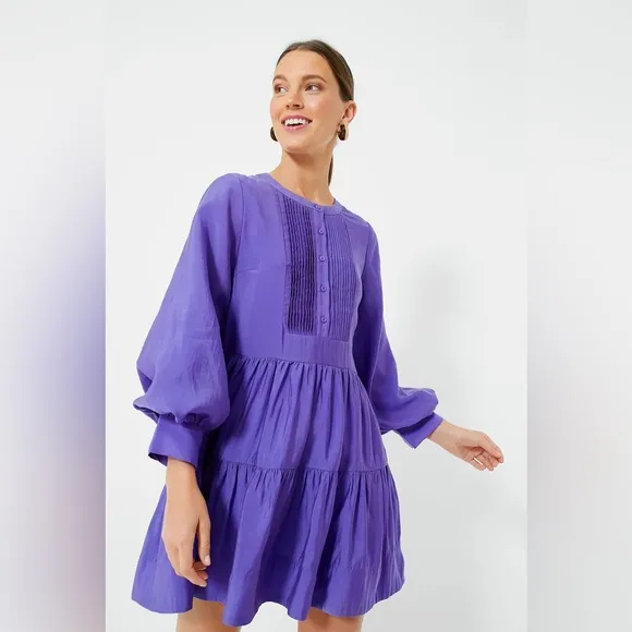Tuckernuck Hyacinth House | NEW Purple Amie Blouson Sleeve Mini Dress Size XXL