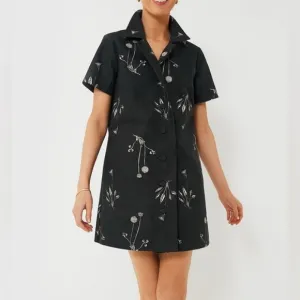 Tuckernuck Marley oversized mini shirt dress Ladies xxl Black meadow rue print