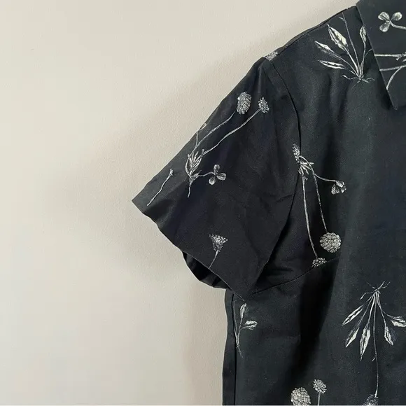 Tuckernuck Marley oversized mini shirt dress Ladies xxl Black meadow rue print
