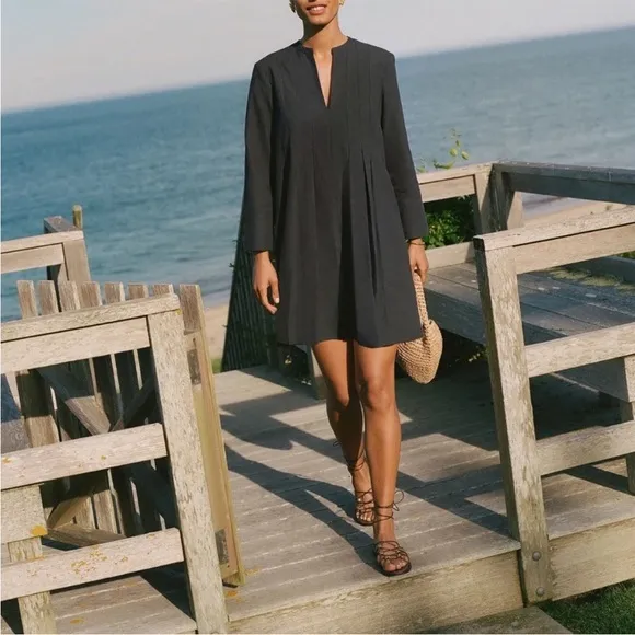 TUCKERNUCK NWOT Navy Blue Luella Dress Pleated Front L