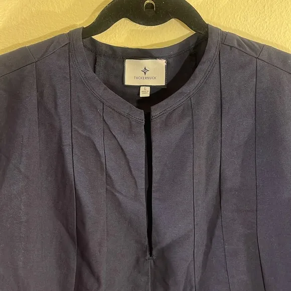TUCKERNUCK NWOT Navy Blue Luella Dress Pleated Front L