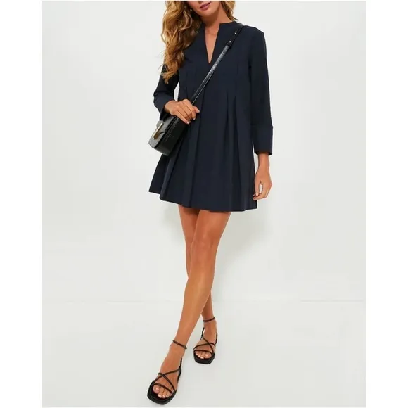 TUCKERNUCK NWOT Navy Blue Luella Dress Pleated Front L