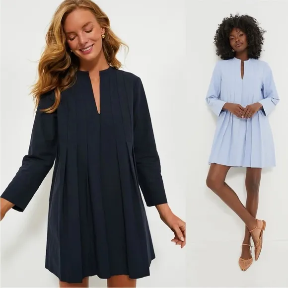 TUCKERNUCK NWOT Navy Blue Luella Dress Pleated Front L