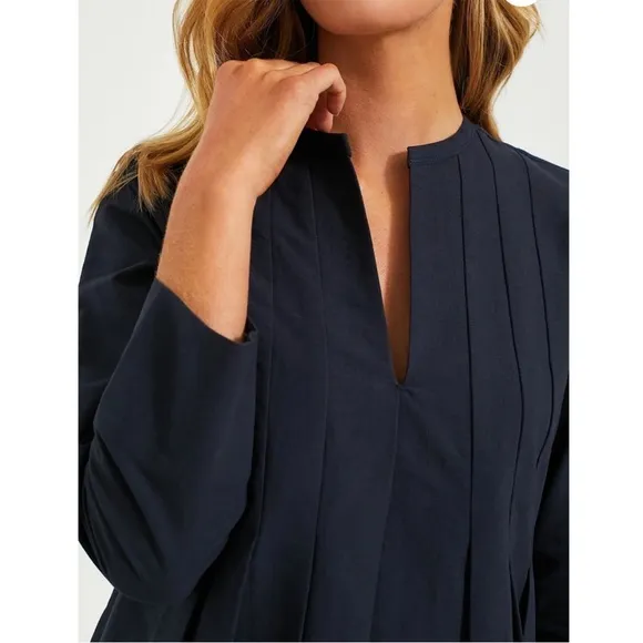 TUCKERNUCK NWOT Navy Blue Luella Dress Pleated Front L