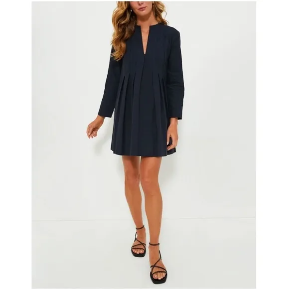 TUCKERNUCK NWOT Navy Blue Luella Dress Pleated Front L