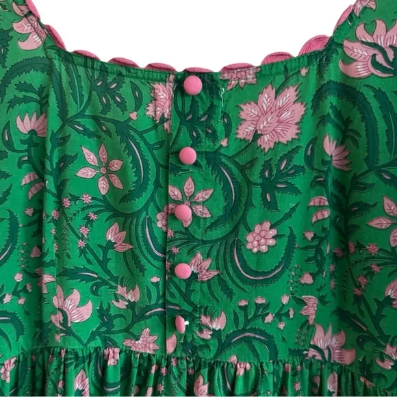 TUCKERNUCK | PINK CITY PRINTS Forest Rose Maisie Maxi Dress Cotton Pink Green XS