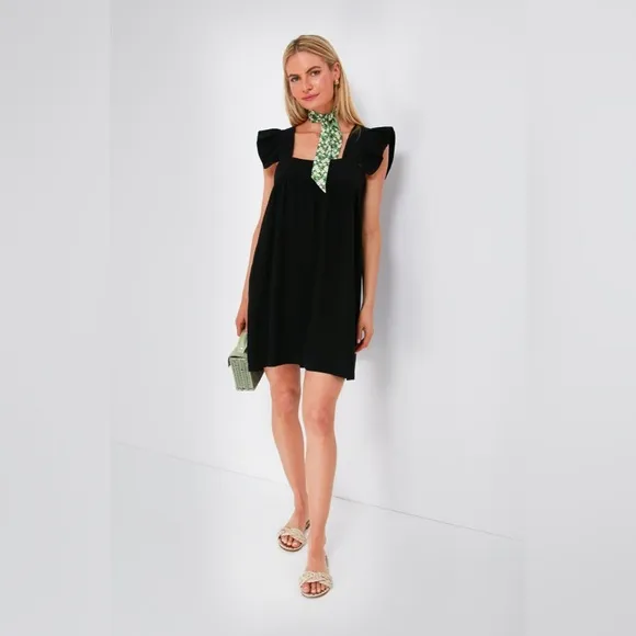 Tuckernuck Pomander Place Black Hazel Flutter Sleeve Mini Dress