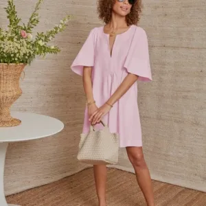 Tuckernuck Pomander Place Pink Finley Flutter Sleeve Dress