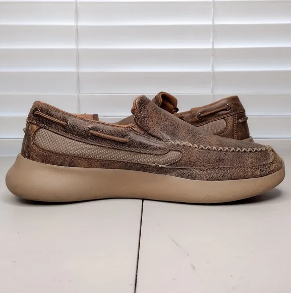 Twisted X Brown Leather Moccasin Driving Slip-On Casual Loafers Sz 10