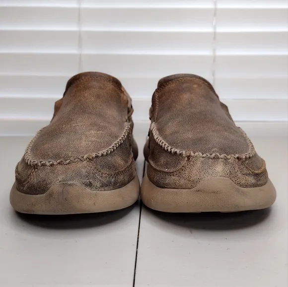 Twisted X Brown Leather Moccasin Driving Slip-On Casual Loafers Sz 10