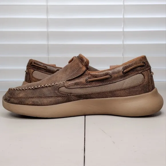 Twisted X Brown Leather Moccasin Driving Slip-On Casual Loafers Sz 10