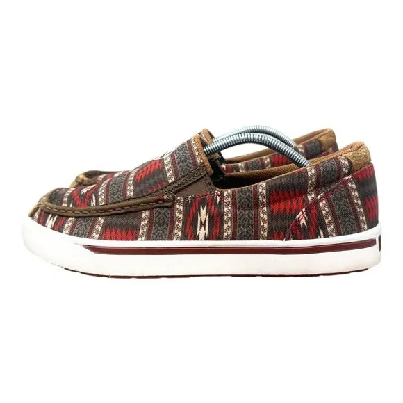 Twisted X Hooey Loper Slip On Sneakers Mens 10 Gray Red Southwestern MHYC023